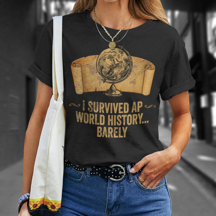 Ap History Student I Survived Ap World History Barely T-Shirt Gifts for Her