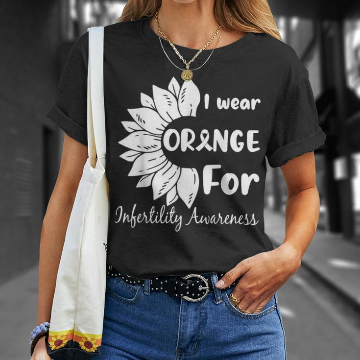 In April We Wear Orange Infertility Awareness Sunflower T-Shirt Gifts for Her