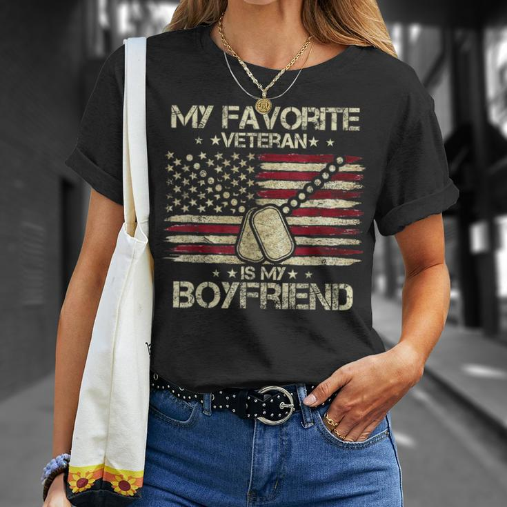 Army Veterans Day My Favorite Veteran Is My Boyfriend T-Shirt Gifts for Her