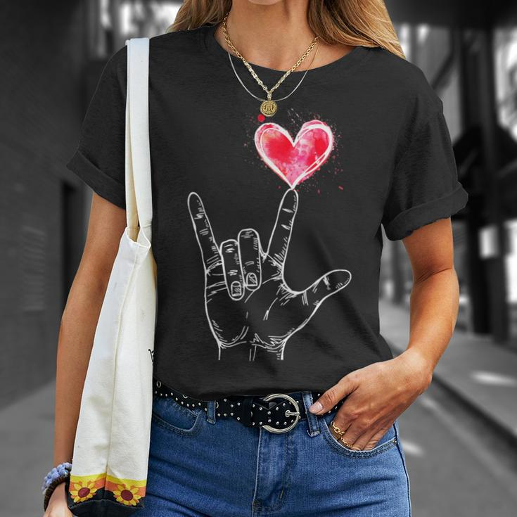 Asl I Love You Hand Sign Language Heart Valentine's Day T-Shirt Gifts for Her