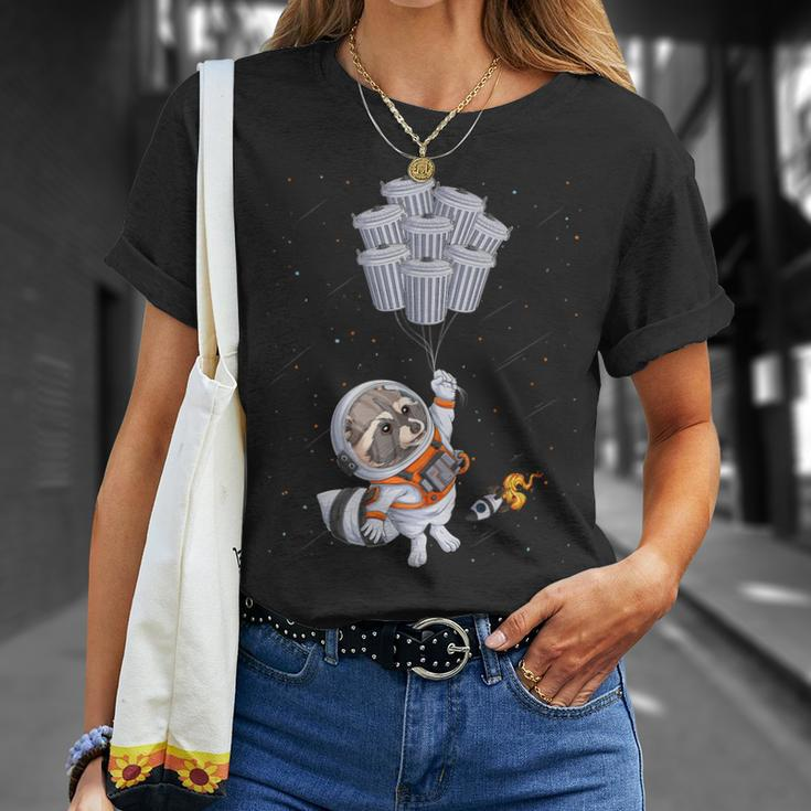 Astronaut Animal Raccoon Moon Trash Cans Space T-Shirt Gifts for Her