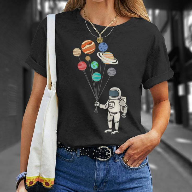 Astronaut Planets Balloons Solar Space Birthday Party T-Shirt Gifts for Her