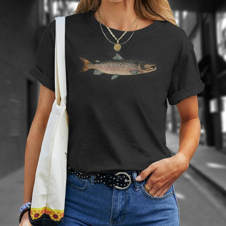 Atlantic Salmon Vintage Illustration Da Vinci Style Fishing T-Shirt Gifts for Her