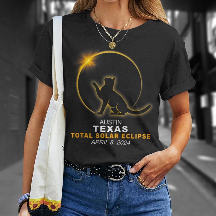 Austin Texas Cat Total Solar Eclipse 2024 T-Shirt Gifts for Her