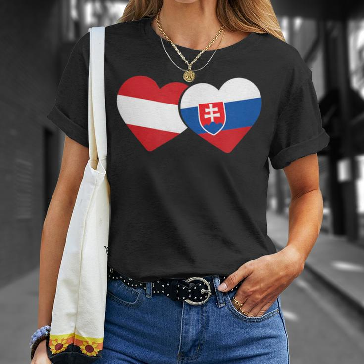 Austria Flag Slovak Flag Austria Slovakia T-Shirt Geschenke für Sie
