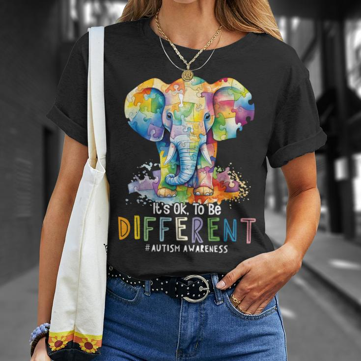 Autism Awareness Acceptance Elephant It's Ok To Be Different T-Shirt Gifts for Her