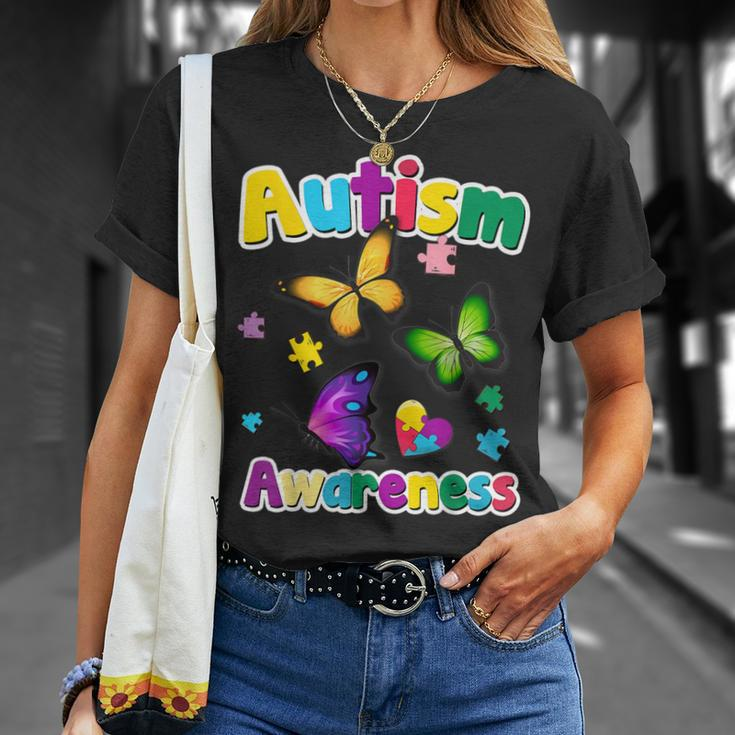 Autism Awareness Butterfly Puzzle Pieces T-Shirt Gifts for Her