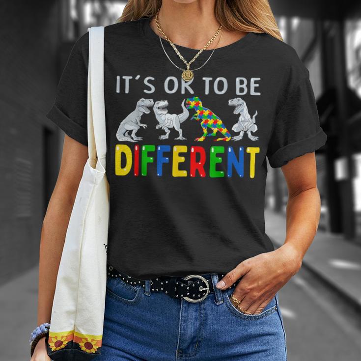 Autism Awareness Dinosaur Kid Boys It's Ok To Be Different T-Shirt Gifts for Her