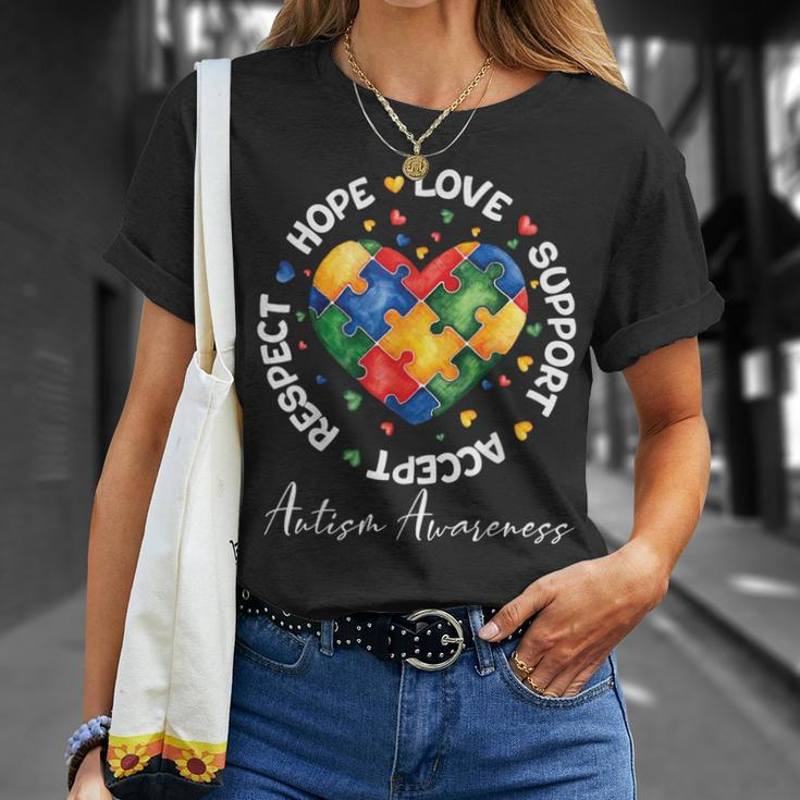 Autism Awareness Love Heart Puzzle Pieces T-Shirt Gifts for Her