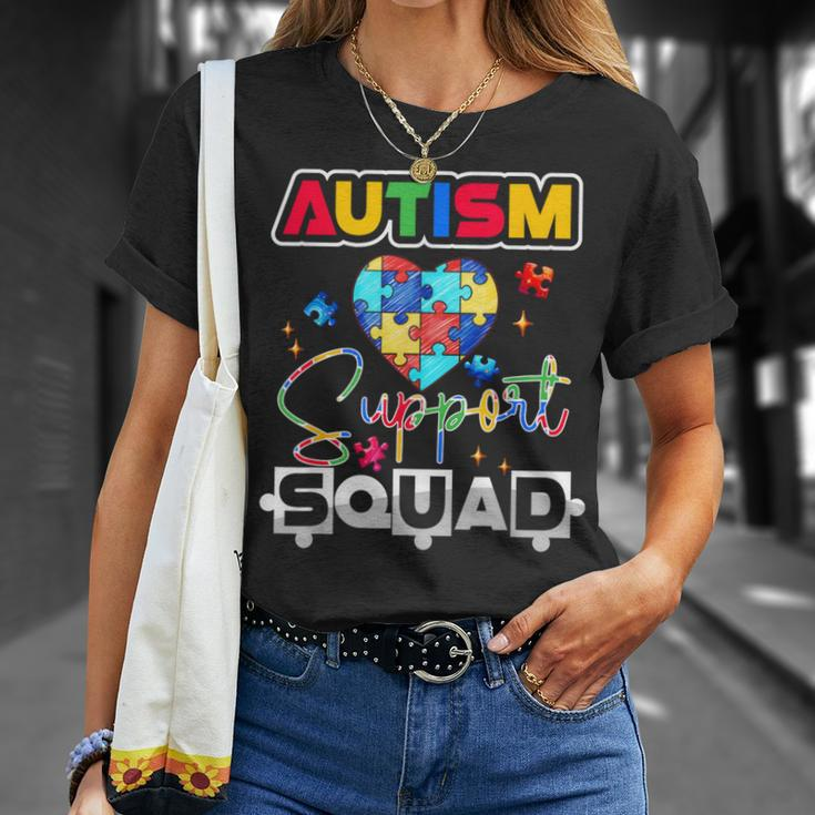 Autism Awareness Autism Squad Support Team Colorful Puzzle T-Shirt Gifts for Her