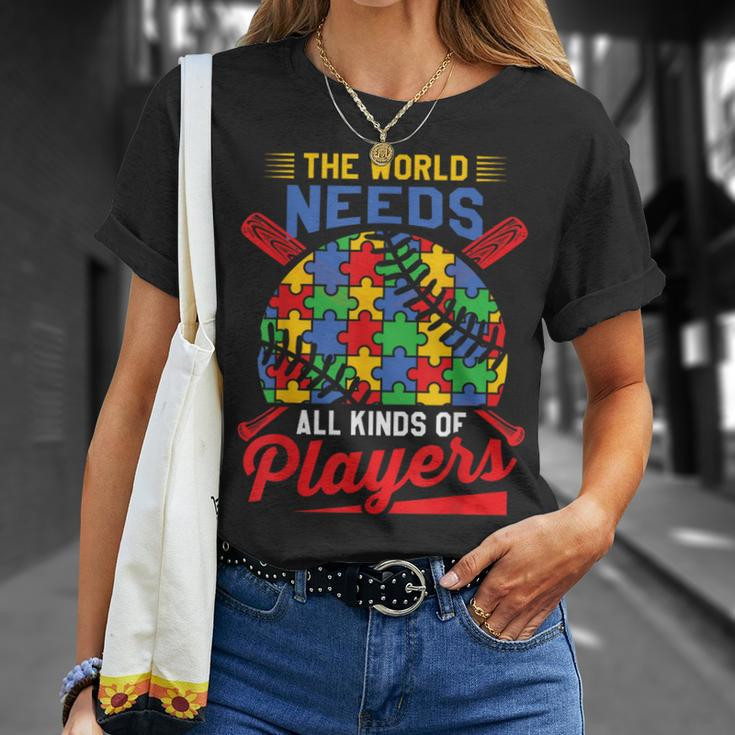 Autism Baseball The World Needs All Kinds Of Players T-Shirt Gifts for Her