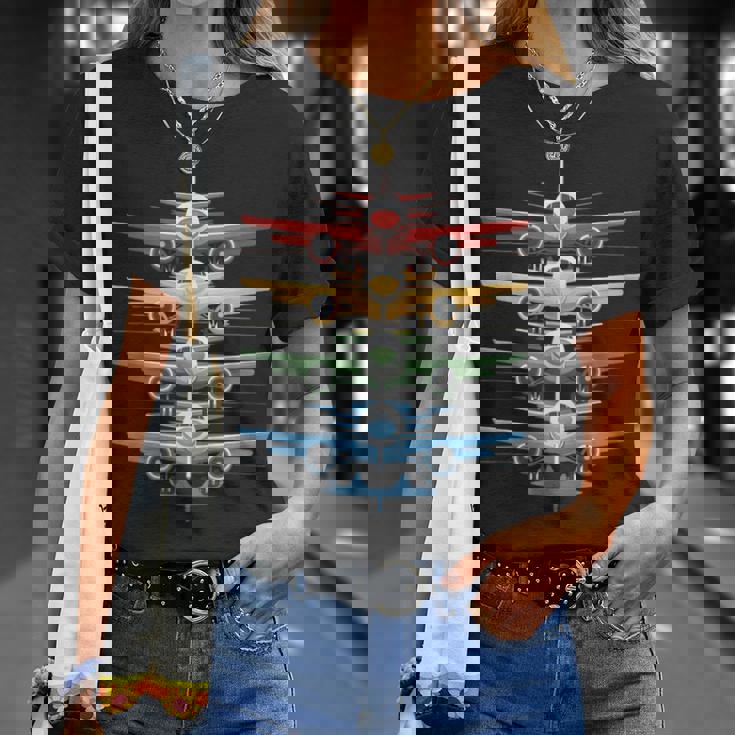 Aviation Airplane Flying Airline Colorful Enthusiast Pilot T-Shirt Gifts for Her