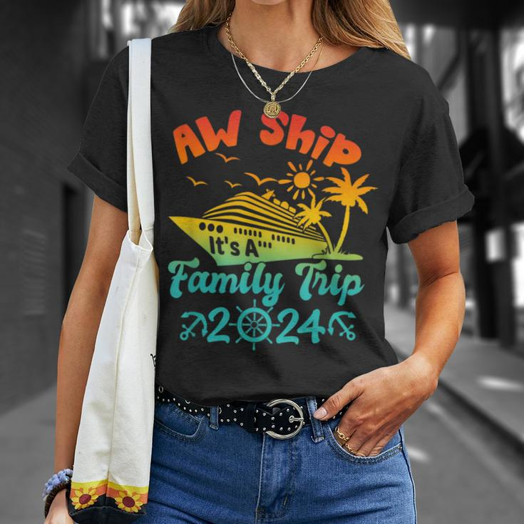 Aw Ship It's A Family Trip Cruise Vacation Beach 2024 T-Shirt Gifts for Her