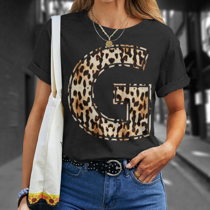 Awesome Letter G Initial Name Leopard Cheetah Print T-Shirt Gifts for Her