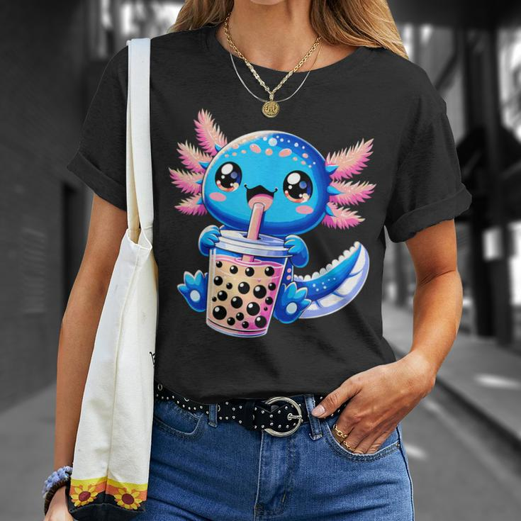 Axolotl Bubble Boba Tea Anime Cute Kawaii Blue Axolotl T-Shirt Gifts for Her