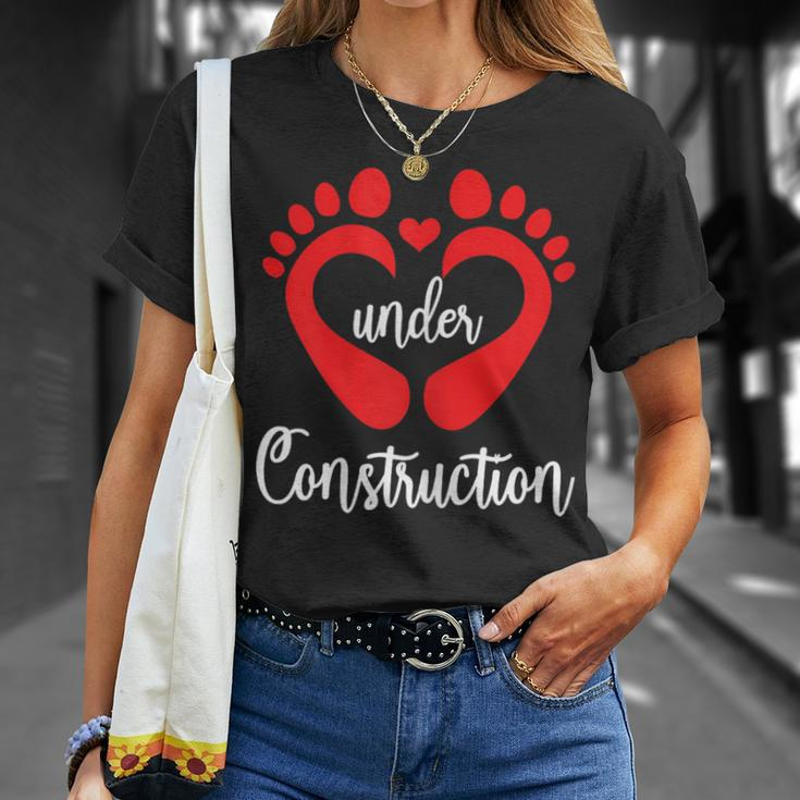 Baby Under Construction Baby Feet Heart Pregnant Maternity T-Shirt Gifts for Her