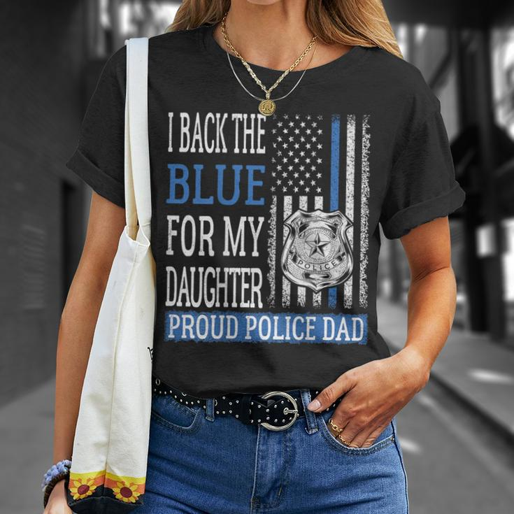 I Back The Blue For My Daughter Proud Police Dad Cop Father T-Shirt Gifts for Her