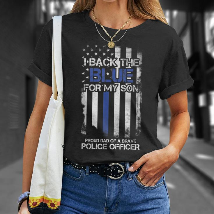 I Back The Blue For My Son Proud Dad Of A Police Officer T-Shirt Gifts for Her