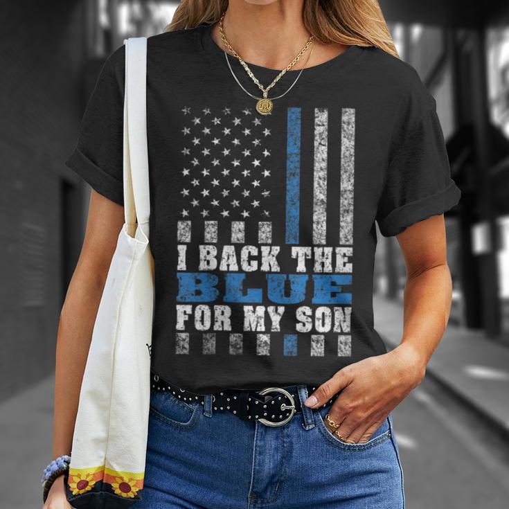 I Back The Blue For My Son Proud Police Mom Dad Parents T-Shirt Gifts for Her