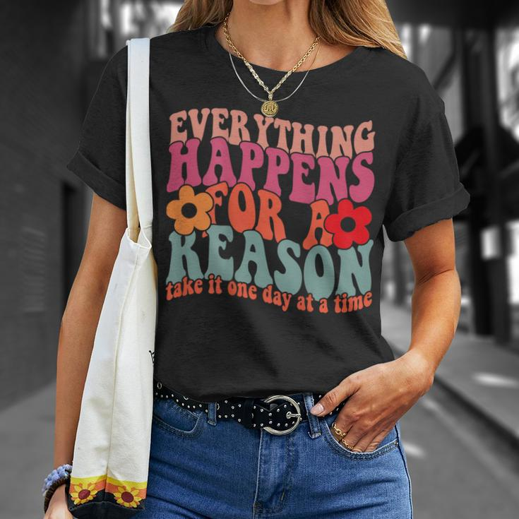 Words On Back Positive Everything Happens For Reason T-Shirt Gifts for Her