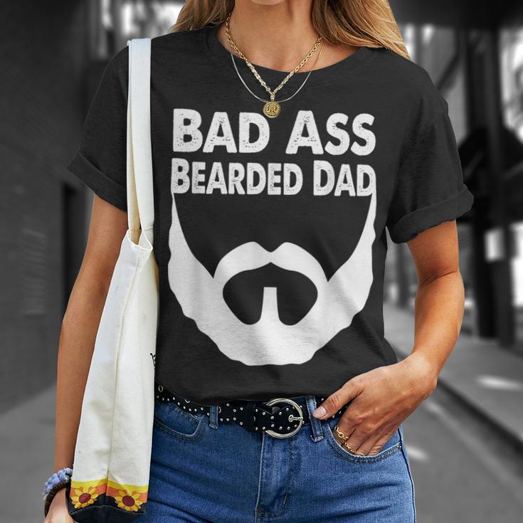 Bad Ass Bearded Dad Beard Fathers Day T-Shirt Gifts for Her