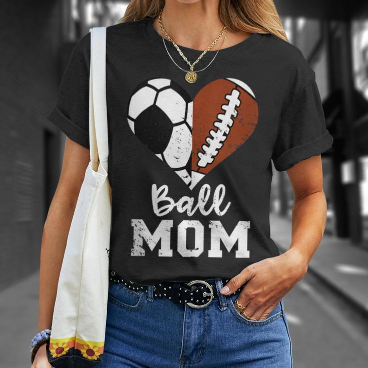 Ball Mom Heart Football Soccer Mom T-Shirt Gifts for Her