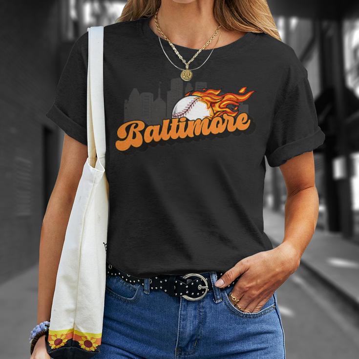 Baltimore Baseball Vintage Player Retro Baseball Lover T-Shirt Gifts for Her