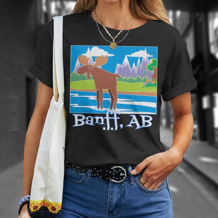 Banff Colorful Moose Nature Wildlife Summer Spring T-Shirt Gifts for Her