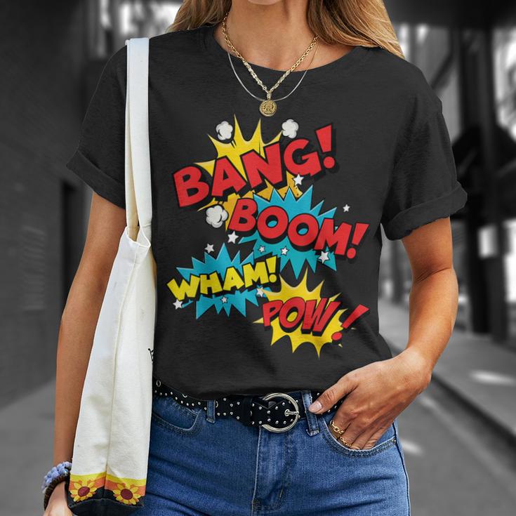 Bang Boom Pow Wham Comic Bubbles T-Shirt Gifts for Her