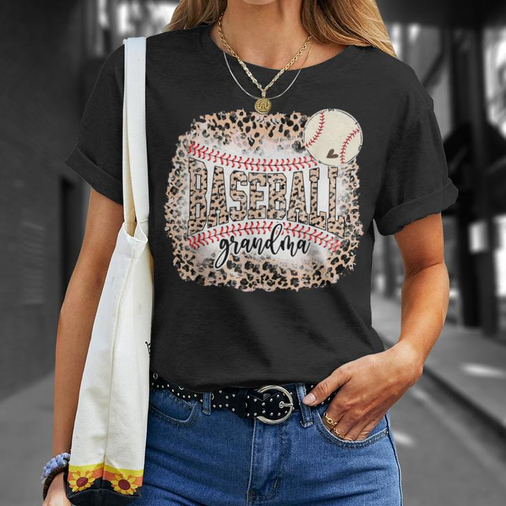 Baseball Grandma From Grandson Leopard Softball Mother's Day T-Shirt Gifts for Her