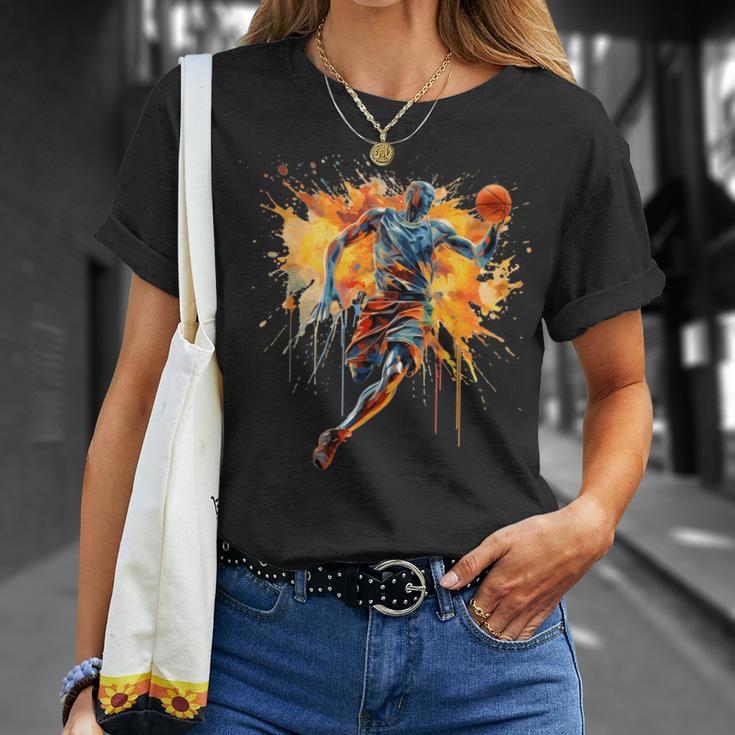 Basketball Player Paint Splash T-Shirt Gifts for Her