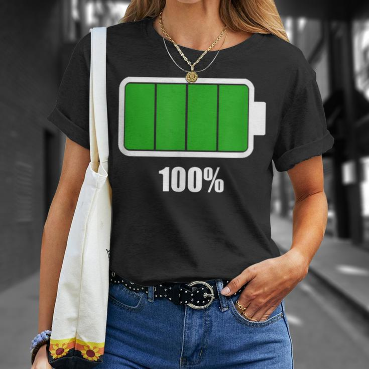 Battery 100 Battery Fully Charged Battery Full T-Shirt Gifts for Her