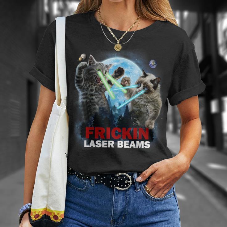 Battle Of Giant Cat Frickin Laser Beams Galaxy T-Shirt Gifts for Her