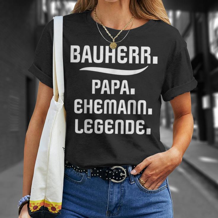 Bauherr Papa Slogan Richtfestfest Ehemann Bauherr T-Shirt Geschenke für Sie