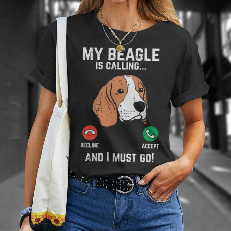 Beagle Is Calling I Must Go Pet Dog Lover Owner T-Shirt Gifts for Her
