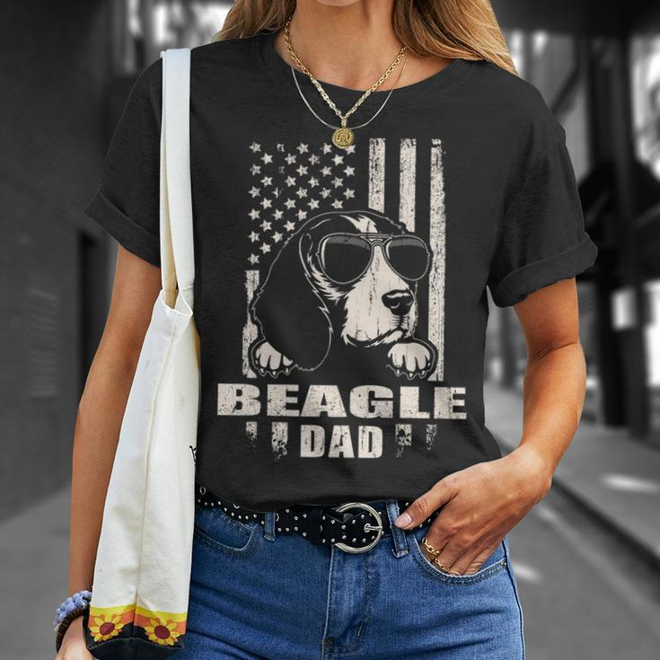 Beagle Dad Cool Vintage Retro Proud American T-Shirt Gifts for Her