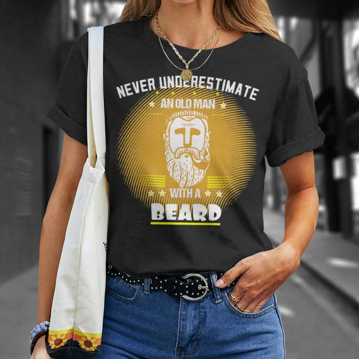 Bearded Grandpa Never Underestimate T-Shirt Gifts for Her
