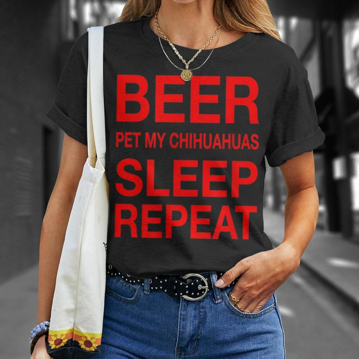 Beer Pet Chihuahuas Sleep Repeat Red CDogLove T-Shirt Gifts for Her