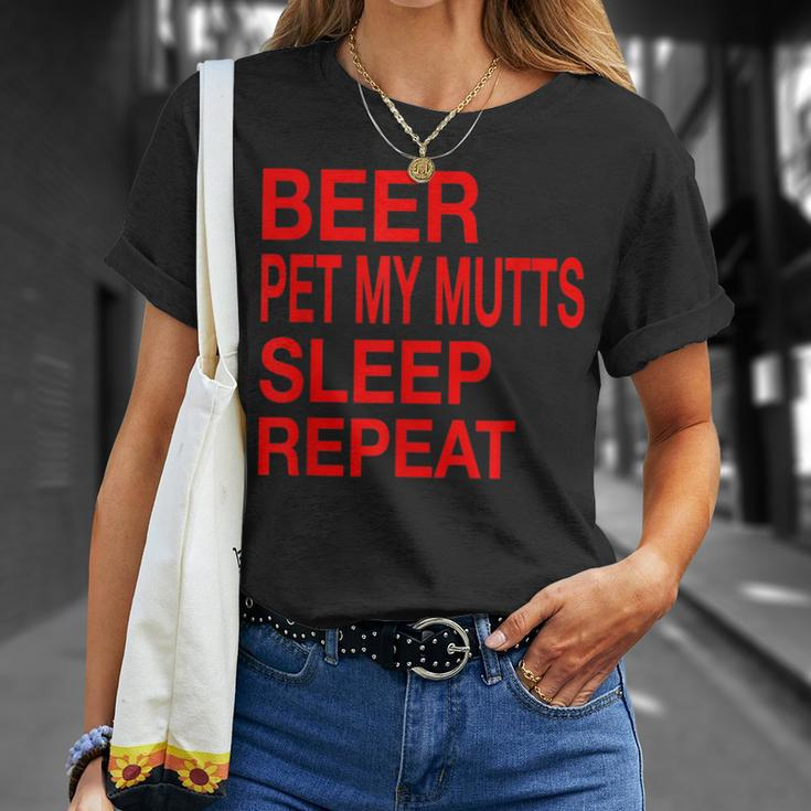 Beer Pet Mutts Sleep Repeat Red LDogLove T-Shirt Gifts for Her