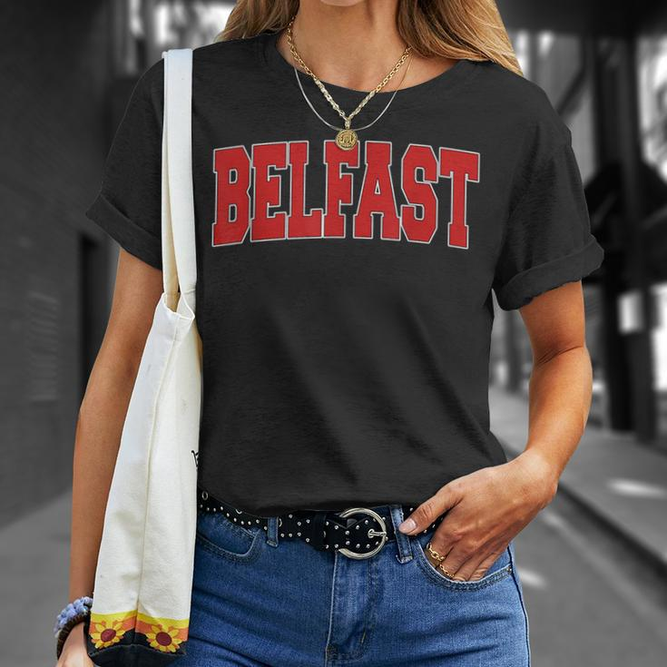 Belfast United Kingdom Varsity Style Vintage Retro Uk Sports T-Shirt Gifts for Her