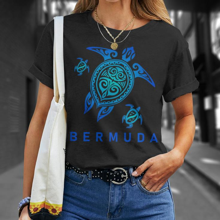 Bermuda Sea Blue Tribal Turtle T-Shirt Gifts for Her