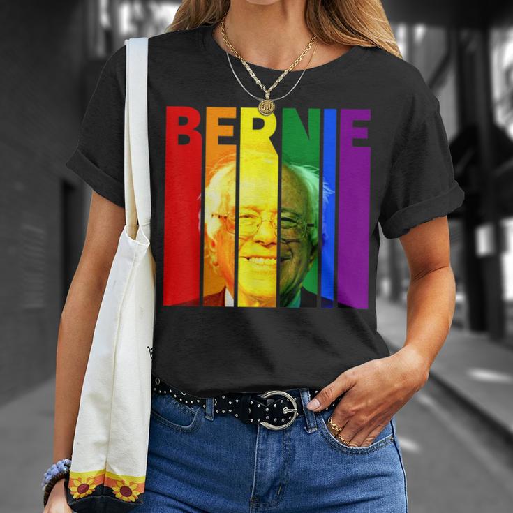 Bernie Sanders Gay Lgbtq Rainbow Vintage Democrat Voter T-Shirt Gifts for Her