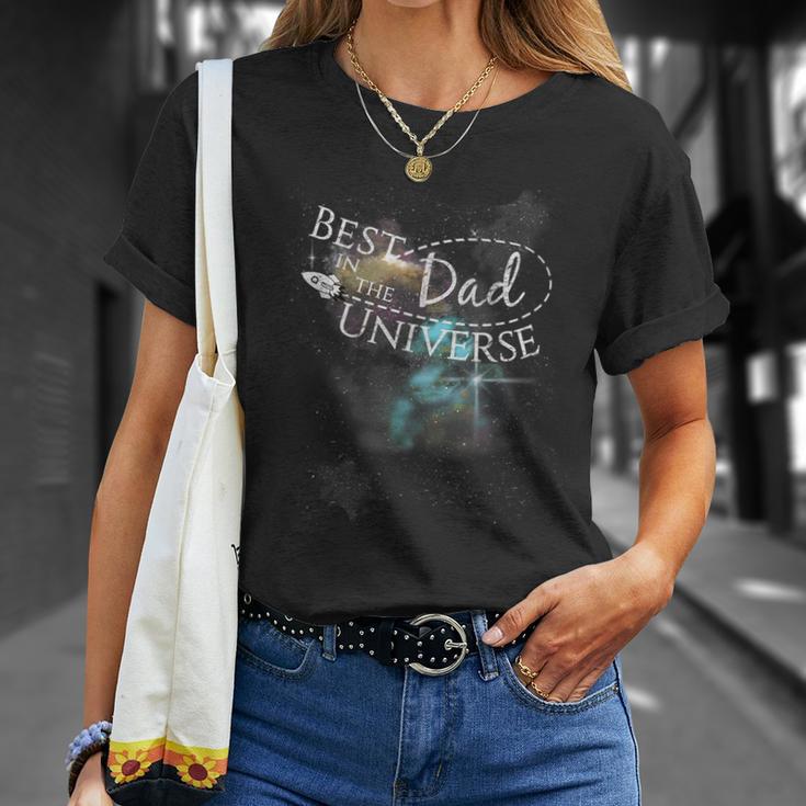 Best Dad In The Universe Fathers Day Space Nebula T-Shirt Gifts for Her