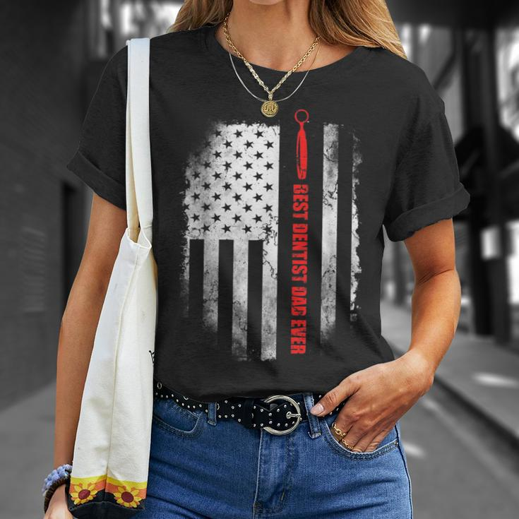 Best Dentist Dad Ever American Flag Fathers Day T-Shirt Gifts for Her