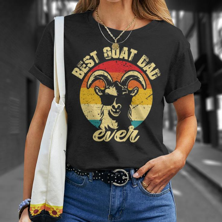 Best Goat Dad Ever Face Retro Vintage Sunset T-Shirt Gifts for Her