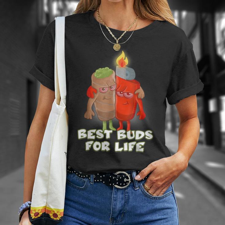 Beste Buds For Life Lighter And Joint Kiffer Kiffen Grass T-Shirt Geschenke für Sie