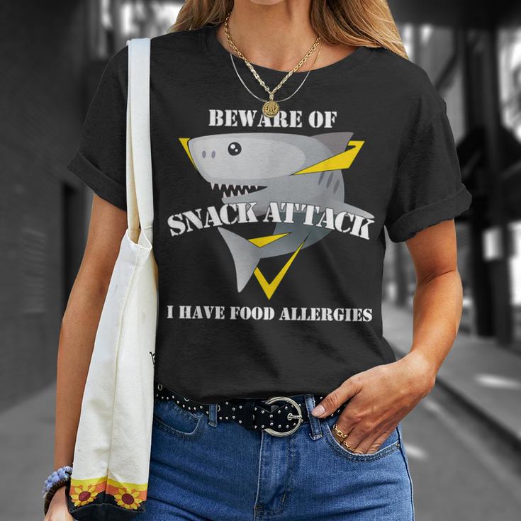 Beware Of Snack Attack I Have Food Allergies Shark T-Shirt Gifts for Her