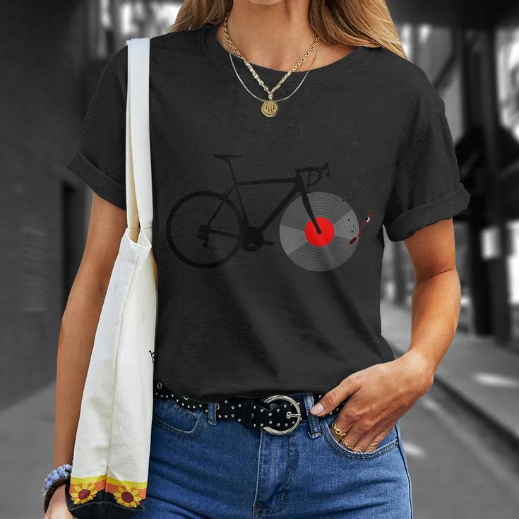 Bicycle Vinyl Record Player Bike Sound Music Notes T-Shirt Gifts for Her