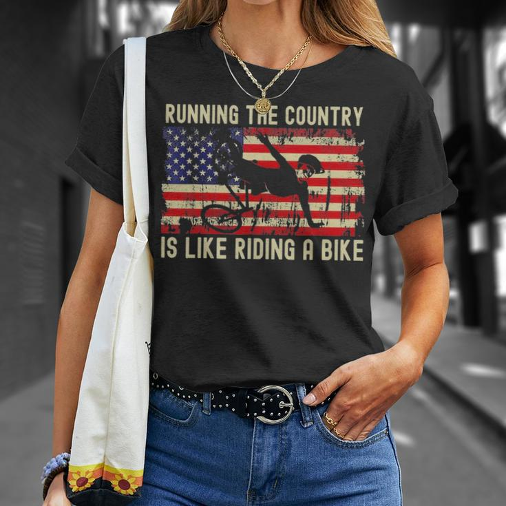 Biden Bike Bicycle Running The Country Is Like Riding A Bike T-Shirt Gifts for Her