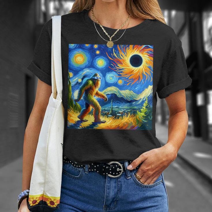 Bigfoot Glasses Total Solar Eclipse 2024 Van Gogh Bigfoot T-Shirt Gifts for Her